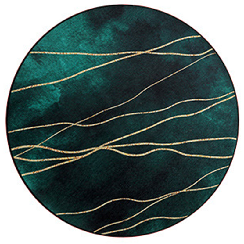 Colorful Modern Area Rug Green Color Block Carpet Stain Resistant Washable Rug for Living Room