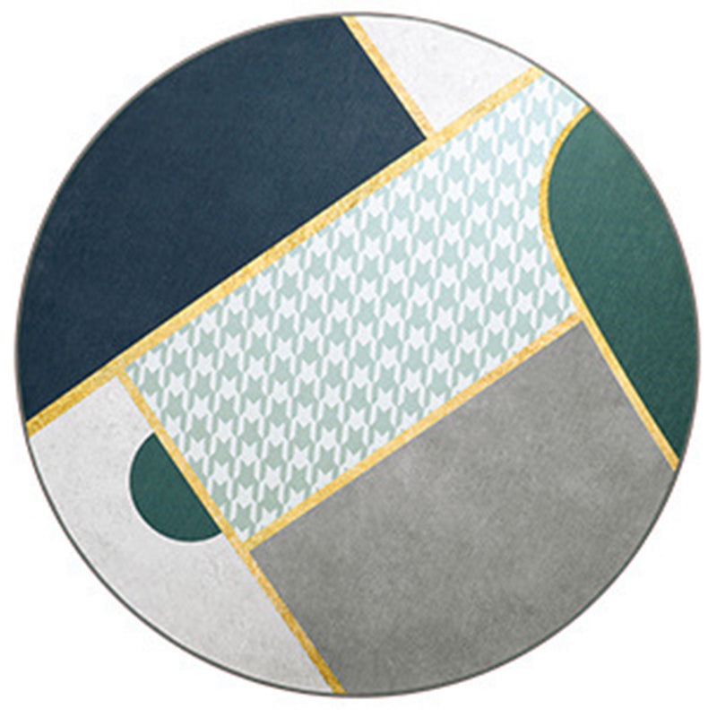 Colorful Modern Area Rug Green Color Block Carpet Stain Resistant Washable Rug for Living Room
