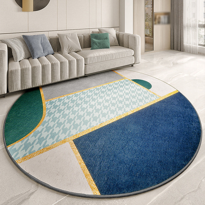 Colorful Modern Area Rug Green Color Block Carpet Stain Resistant Washable Rug for Living Room
