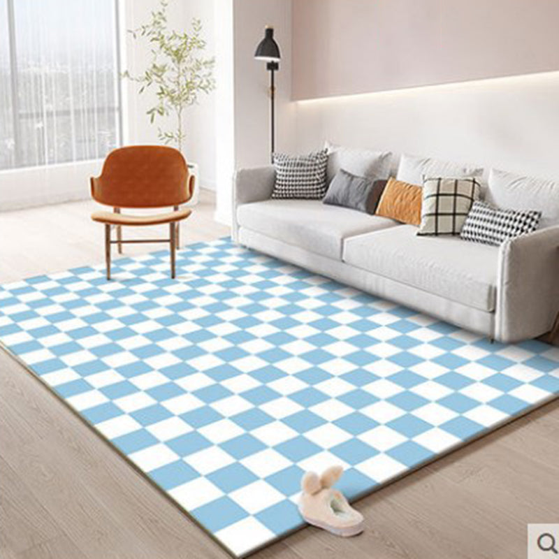 Modern Home Decoration Carpet Checkered Pattern Area Rug Polyester Stain Resistant Indoor Carpet