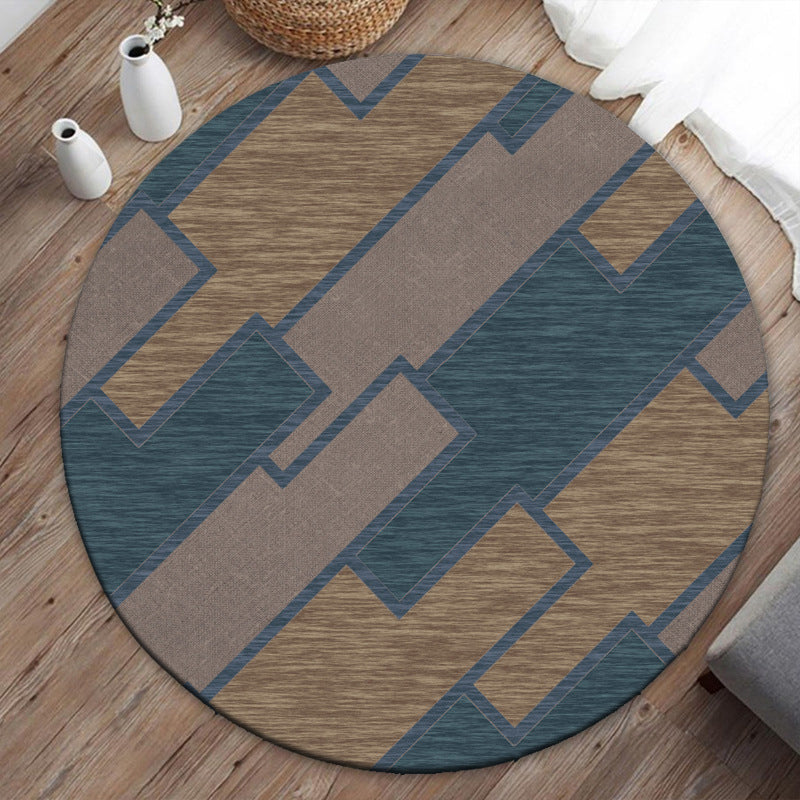 Modern Geometric Print Rug Black Polyester Area Carpet Stain Resistant Rug for Living Room