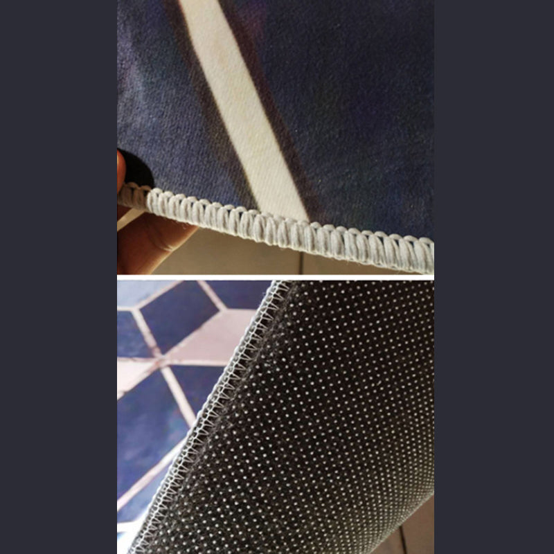 Modern Geometric Print Rug Black Polyester Area Carpet Stain Resistant Rug for Living Room