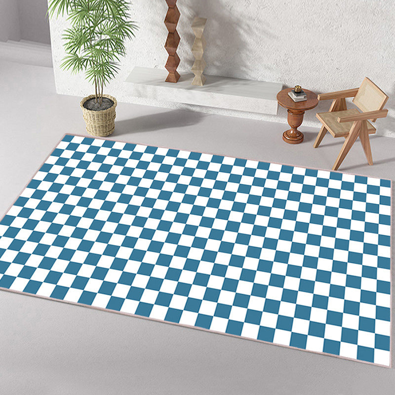 Minimalist Checkered Print Carpet Polyester Area Rug Stain Resistant Indoor Carpet for Living Room