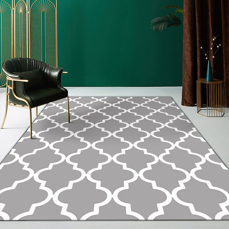 Comfortable Area Rug Geometric Print Polyester Rug Stain Resistant Indoor Carpet