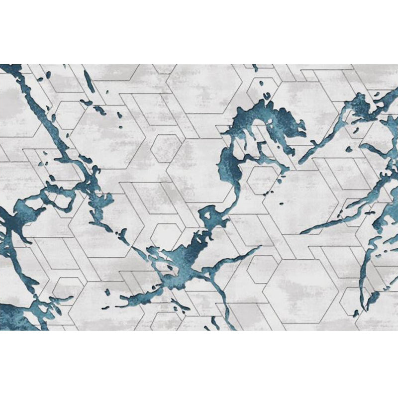 Contemporary Home Decoration Rug Marble Printed Carpet Polyester Non-Slip Backing Indoor Rug