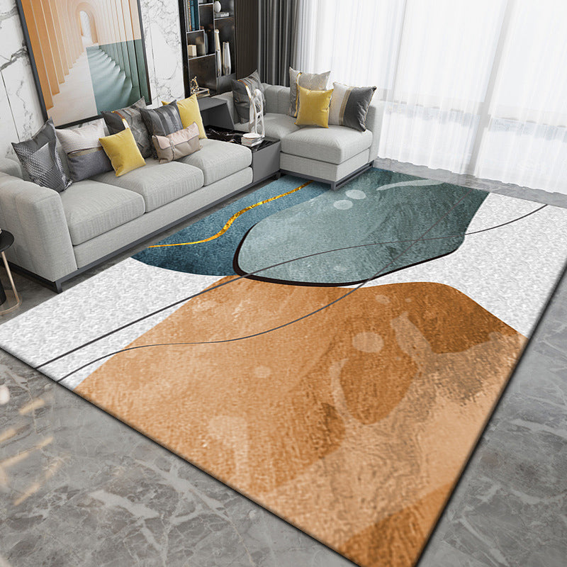 Light Grey Modern Rug Polyester Graphic Area Rug Non-Slip Backing Rug for Living Room