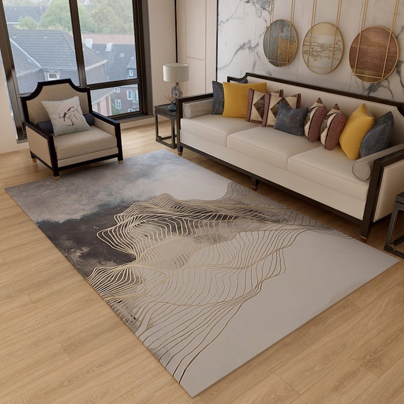 Contemporary Abstract Pattern Carpet Polyester Indoor Rug Anti-Slip Area Rug for Living Room
