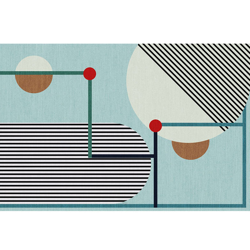 Modern Grey Area Carpet Geometric Pattern Polyester Rug Anti-Slip Washable Rug for Home Decor