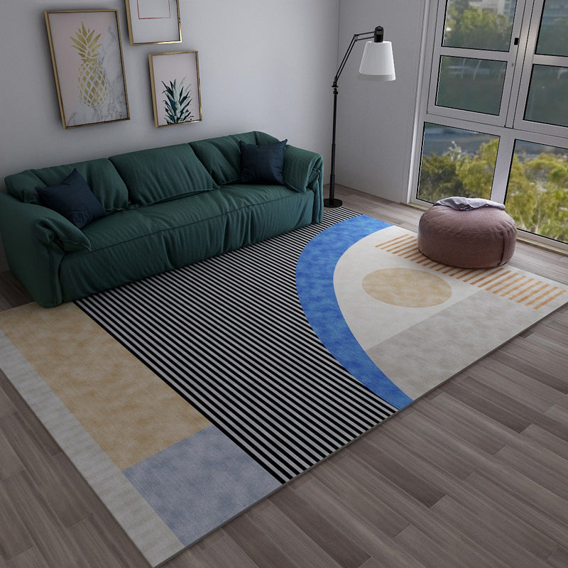 Modern Grey Area Carpet Geometric Pattern Polyester Rug Anti-Slip Washable Rug for Home Decor