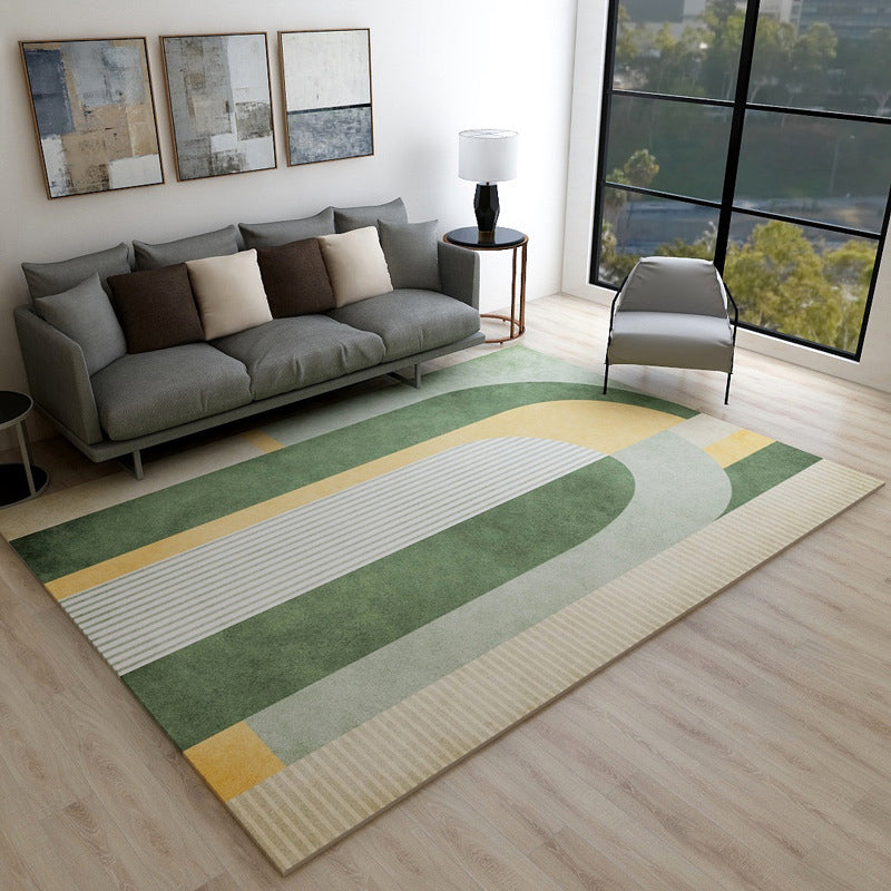 Modern Grey Area Carpet Geometric Pattern Polyester Rug Anti-Slip Washable Rug for Home Decor