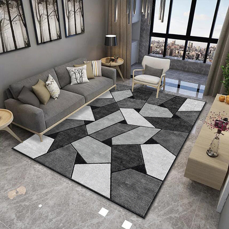 Modern Geometric Indoor Rug Washable Carpet Polyester Living Room Carpet with Non-Slip Backing