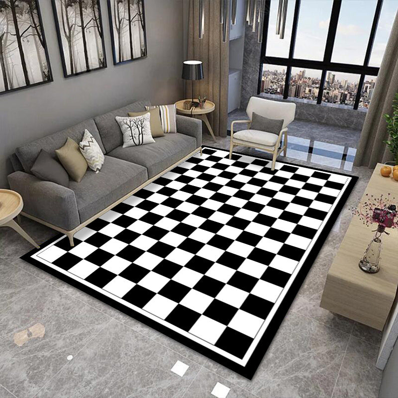 Modern Geometric Indoor Rug Washable Carpet Polyester Living Room Carpet with Non-Slip Backing