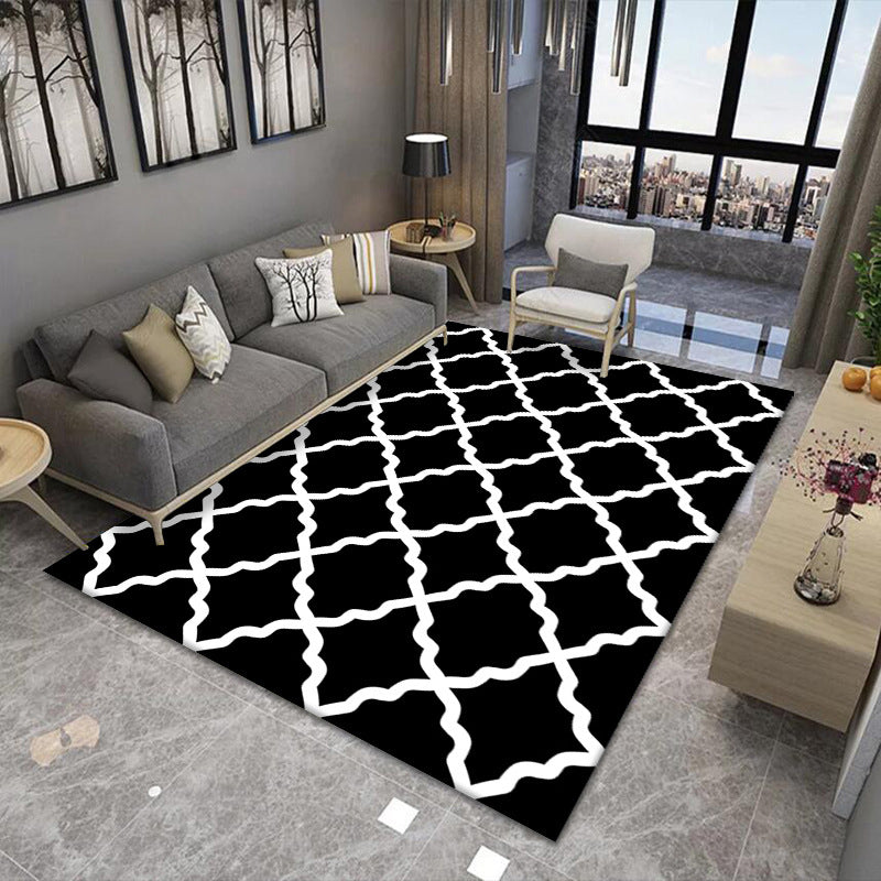 Modern Geometric Indoor Rug Washable Carpet Polyester Living Room Carpet with Non-Slip Backing