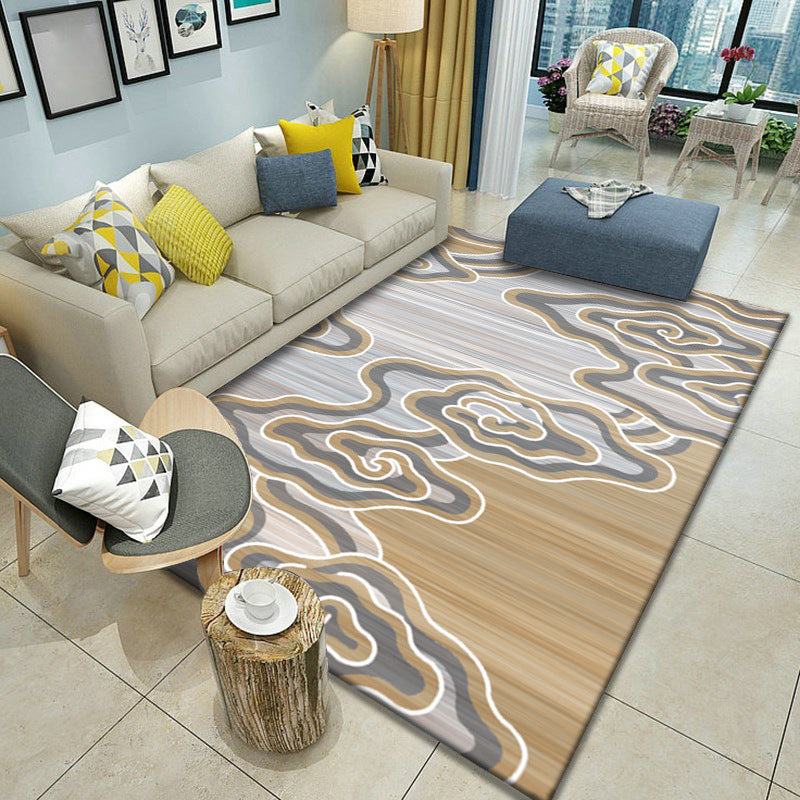 Contemporary Abstract Art Carpet Polyester Area Rug Stain Resistant Indoor Carpet for Living Room
