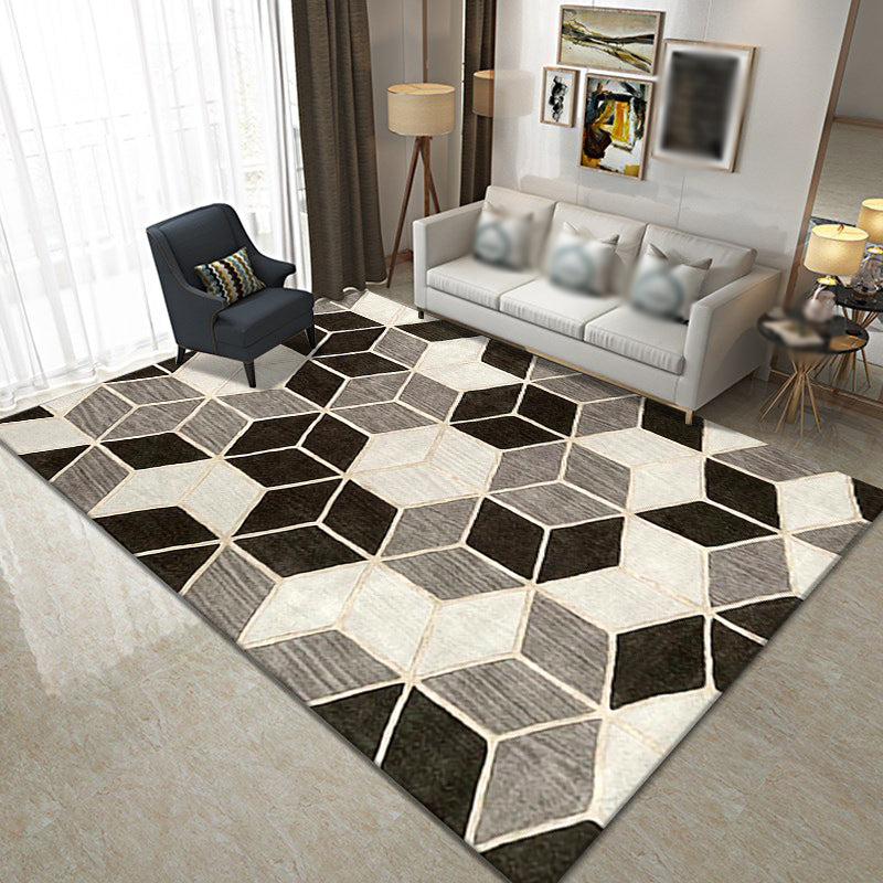 Minimalist Triangle Print Carpet Polyester Area Rug Non-Slip Backing Indoor Carpet for Living Room