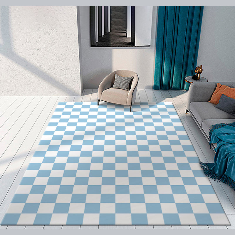 Funky Checkered Print Rug Polyester Area Carpet Stain Resistant Indoor Carpet for Living Room