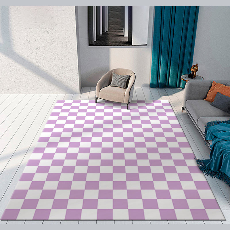 Funky Checkered Print Rug Polyester Area Carpet Stain Resistant Indoor Carpet for Living Room