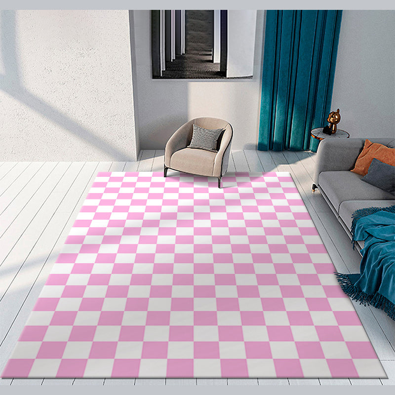Funky Checkered Print Rug Polyester Area Carpet Stain Resistant Indoor Carpet for Living Room