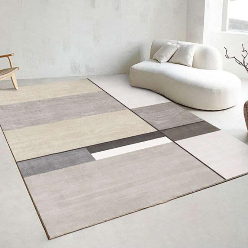 Tapis gris moderne, bloc de couleurs, en Polyester, avec envers antidérapant, pour la décoration de la maison