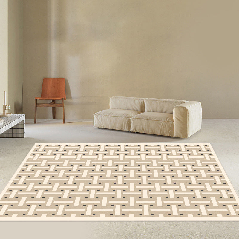 Modern Home Decoration Carpet Checkered Pattern Area Rug Polyester Non-Slip Backing Indoor Carpet