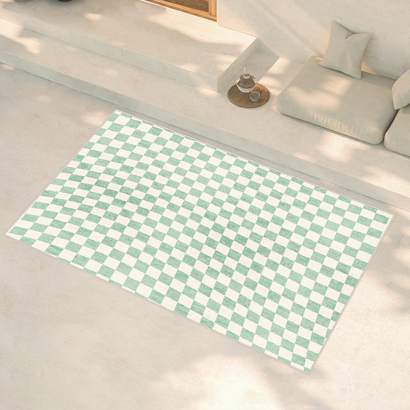 Modern Home Decoration Carpet Checkered Pattern Area Rug Polyester Non-Slip Backing Indoor Carpet