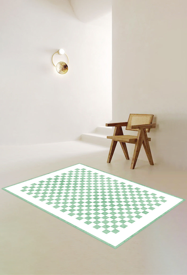 Modern Home Decoration Carpet Checkered Pattern Area Rug Polyester Non-Slip Backing Indoor Carpet