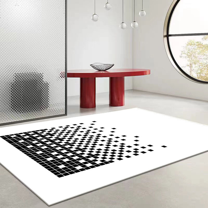 White Modern Rug Polyester Circle Area Rug Washable Indoor Rug for Living Room