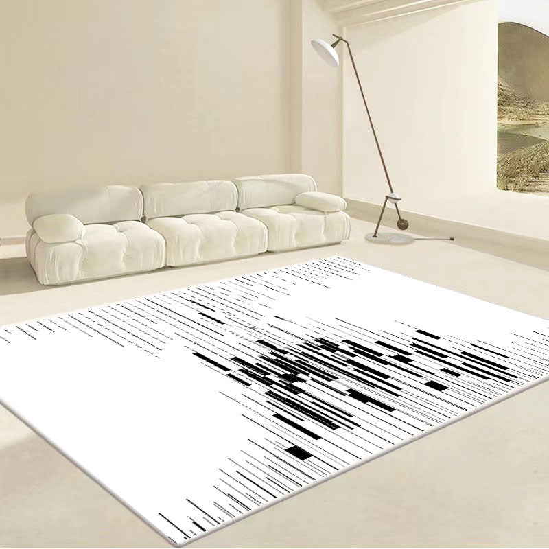 White Modern Rug Polyester Circle Area Rug Washable Indoor Rug for Living Room