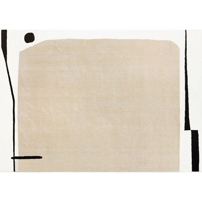 Apricot Modern Area Rug Color Block Polyester Area Carpet Non-Slip Rug for Home Decor