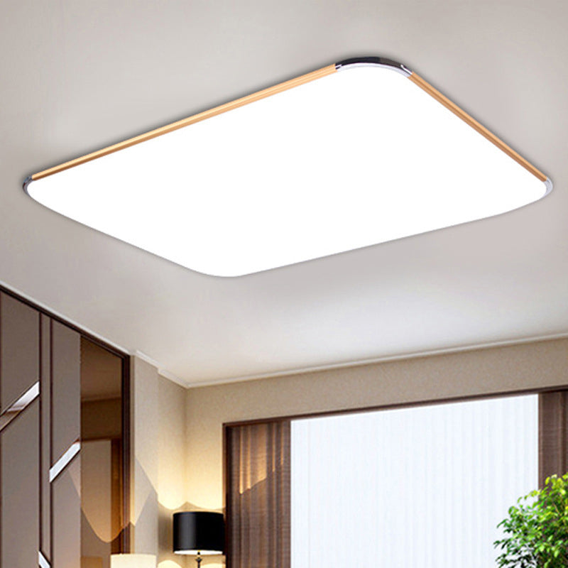 Modern Led Fixture Flush Mount Lighting Fixture Rectangle Lampshade for Bedroom