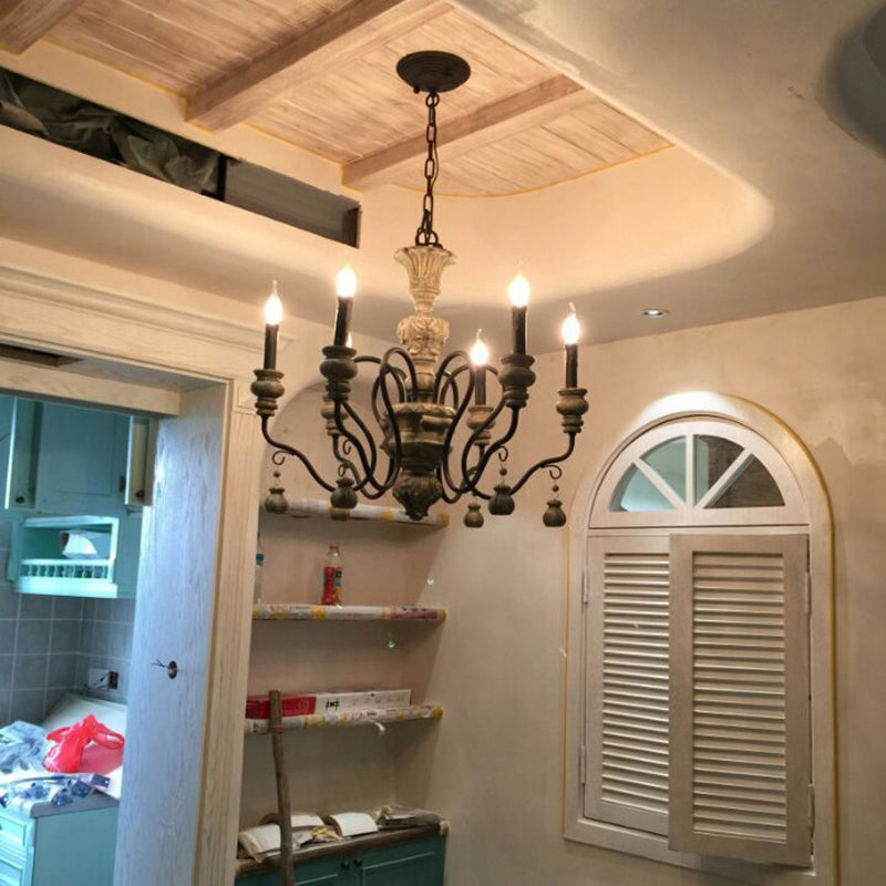 Harz Candlestick Hanging Lampe Traditionelle Esszimmer Kronleuchter in Grau