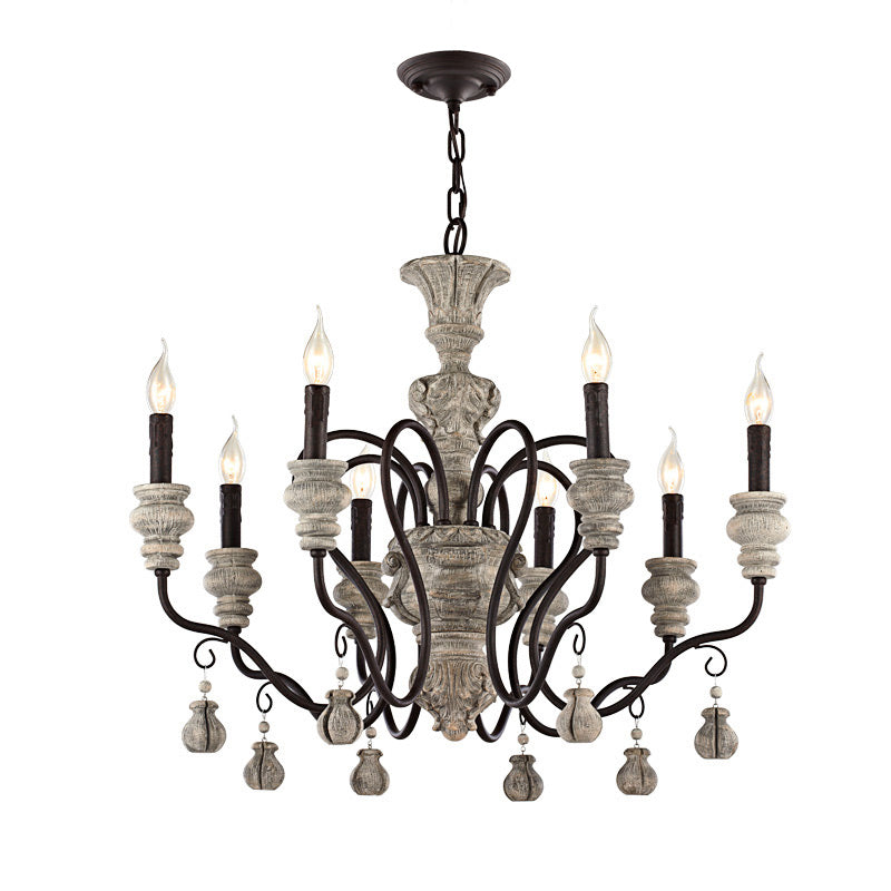 Harz Candlestick Hanging Lampe Traditionelle Esszimmer Kronleuchter in Grau