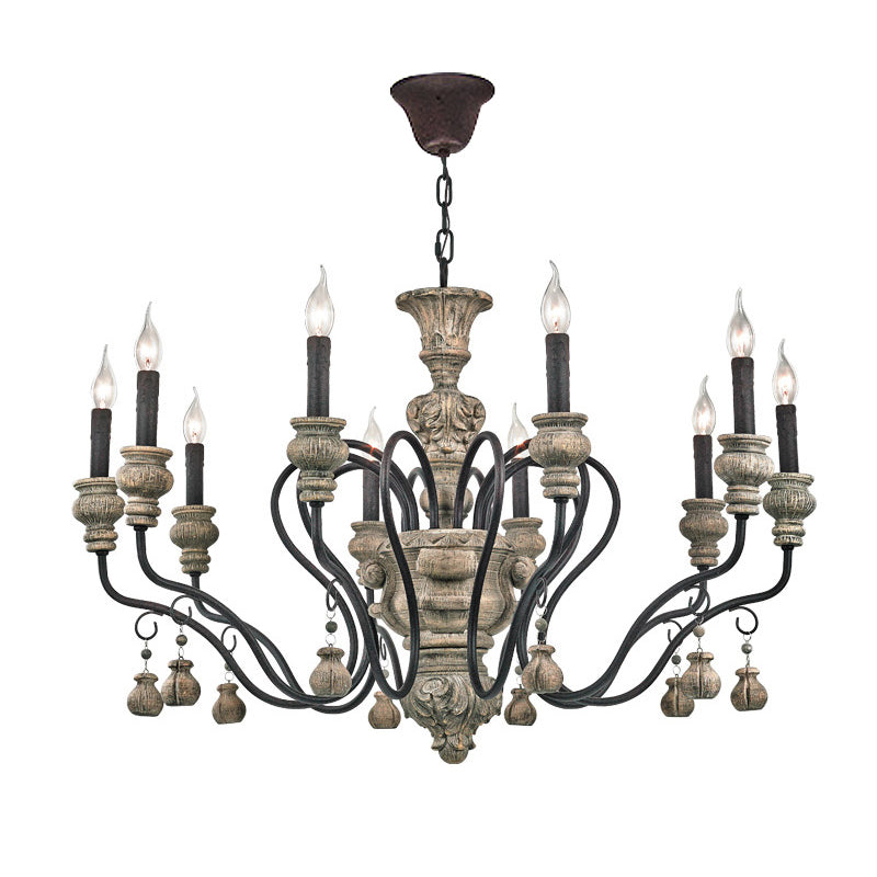 Harz Candlestick Hanging Lampe Traditionelle Esszimmer Kronleuchter in Grau