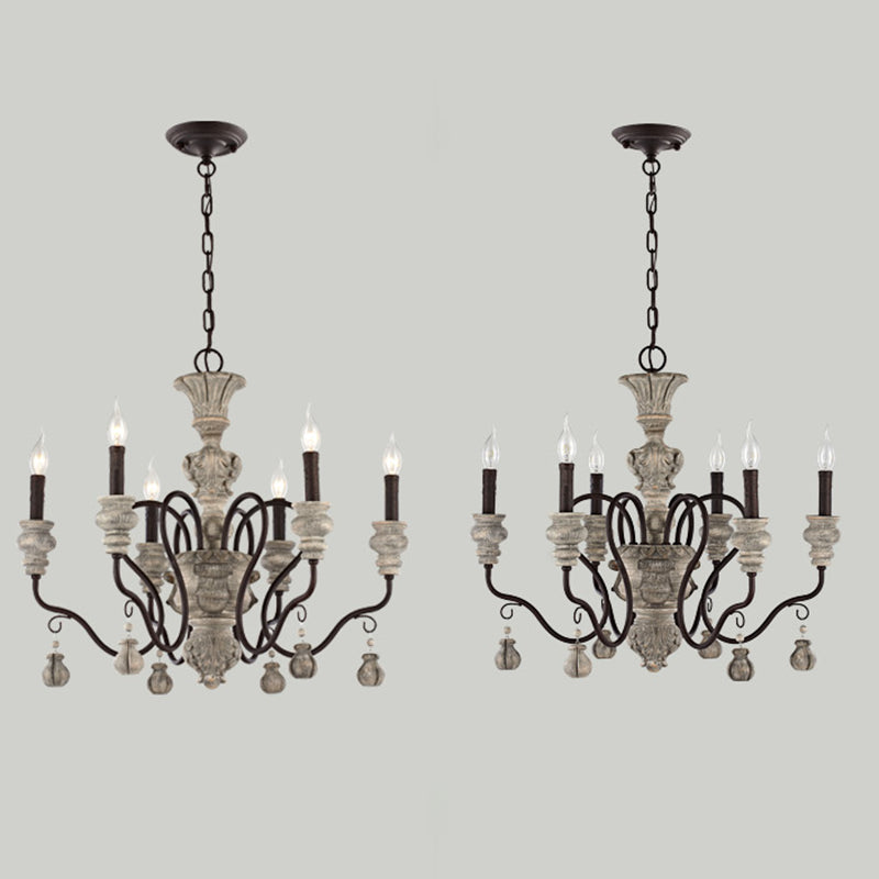 Harz Candlestick Hanging Lampe Traditionelle Esszimmer Kronleuchter in Grau
