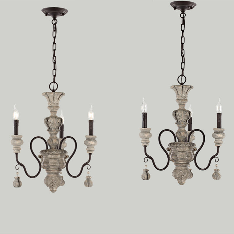 Harz Candlestick Hanging Lampe Traditionelle Esszimmer Kronleuchter in Grau