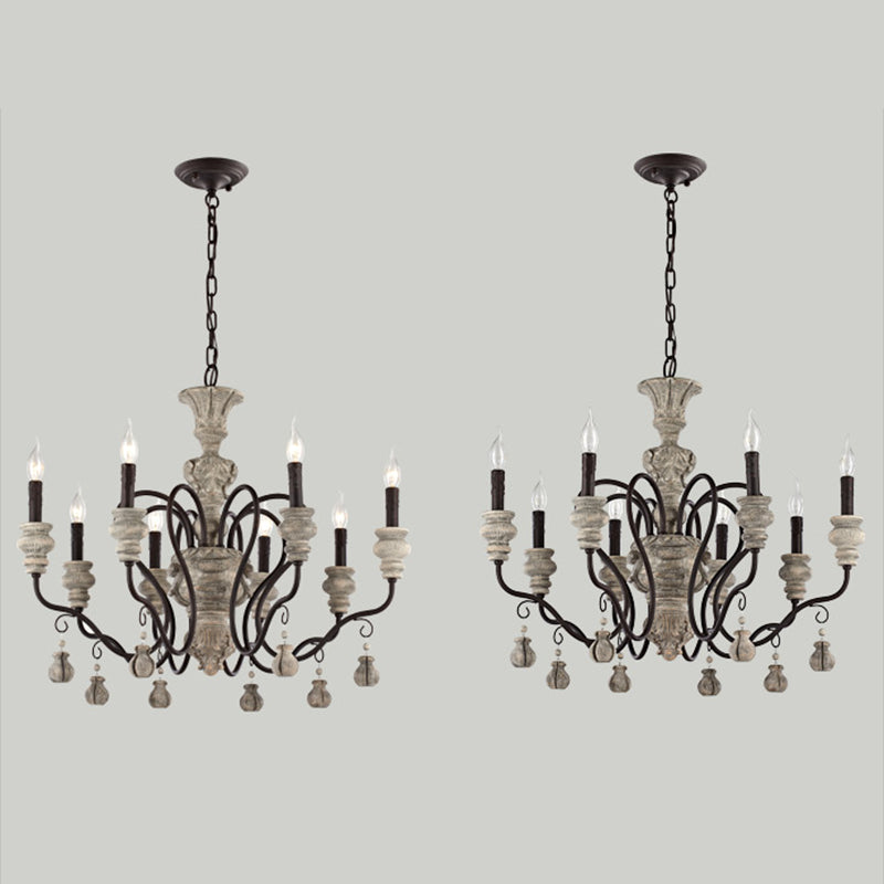 Harz Candlestick Hanging Lampe Traditionelle Esszimmer Kronleuchter in Grau