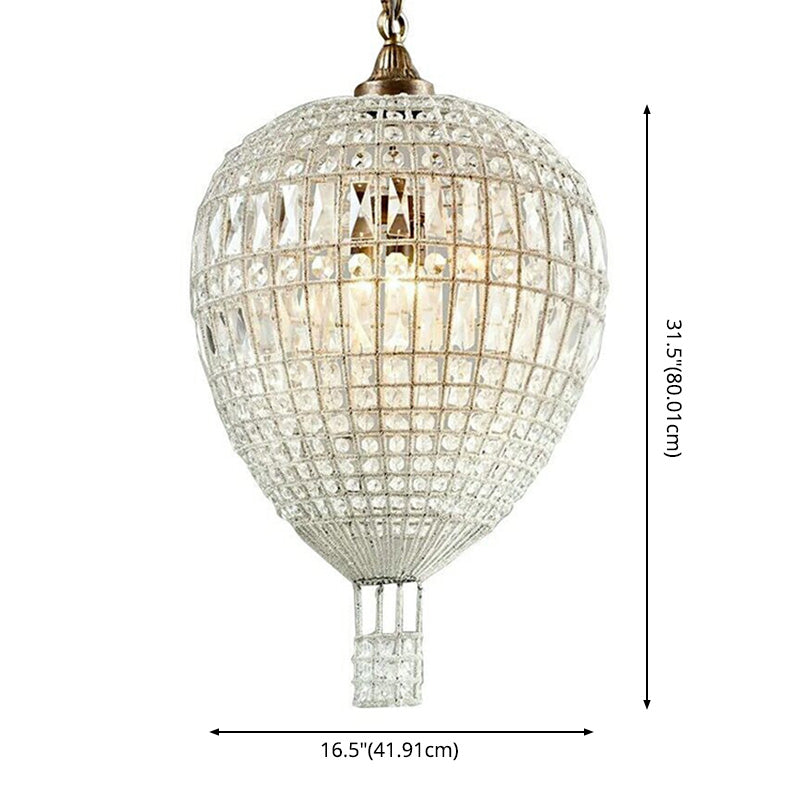 Crystal Balloon Suspension Pendant Light Modern 1-Light Bronze Chandelier for Living Room