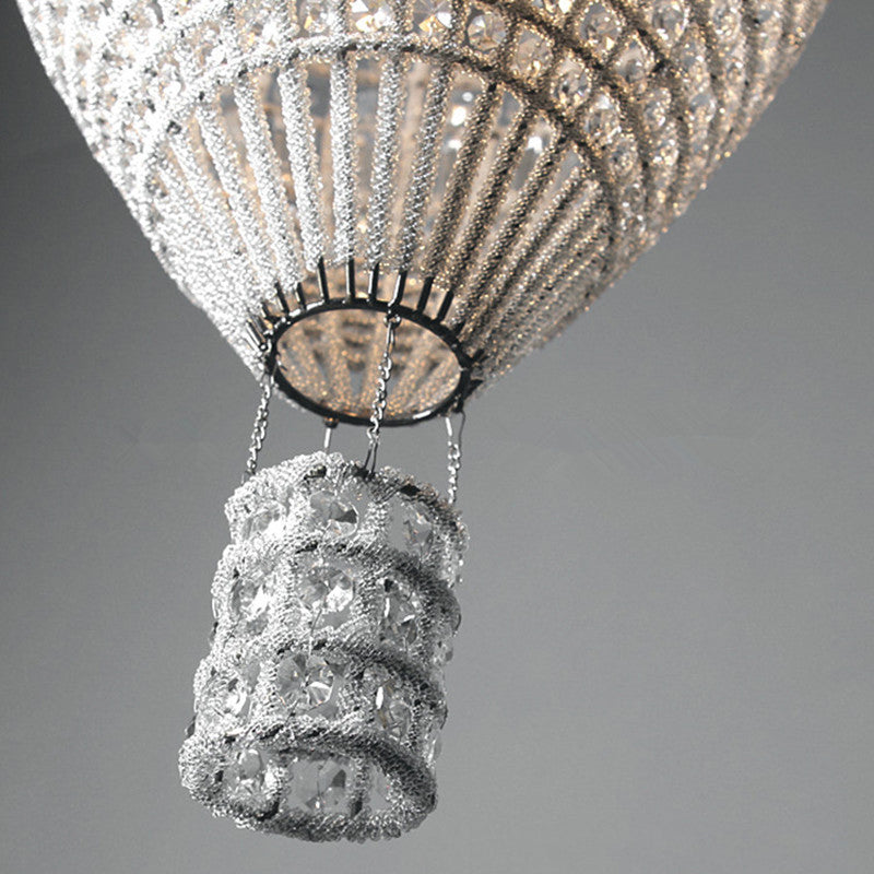 Crystal Balloon Suspension Pendant Light Modern 1-Light Bronze Chandelier for Living Room
