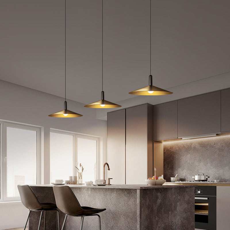 Flared Dinning Room Hanging Ceiling Light Metal Nordic Down Lighting Pendant in Coppery