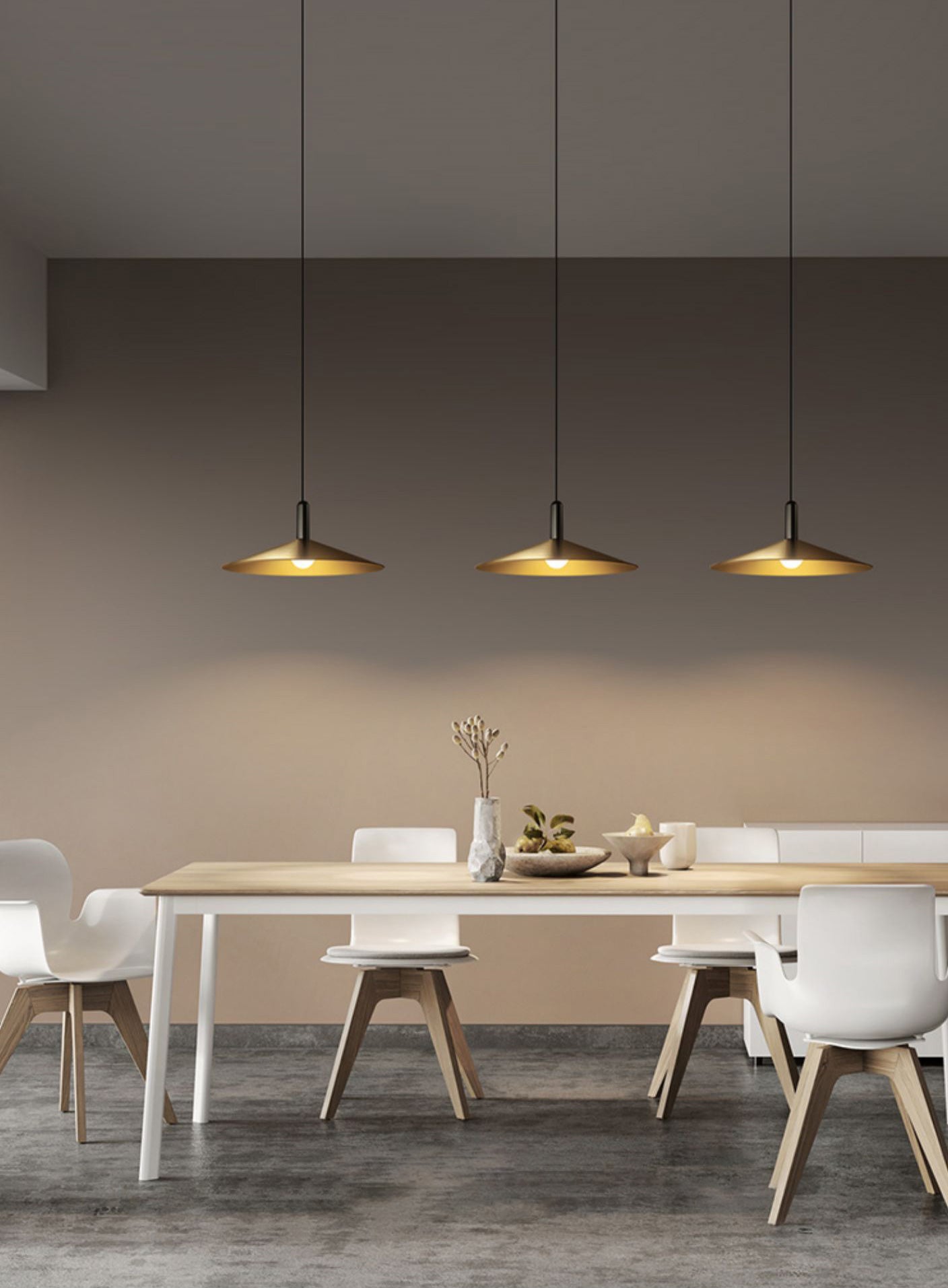 Flared Dinning Room Hanging Ceiling Light Metal Nordic Down Lighting Pendant in Coppery