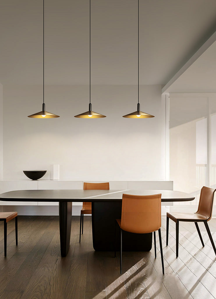 Flared Dinning Room Hanging Ceiling Light Metal Nordic Down Lighting Pendant in Coppery