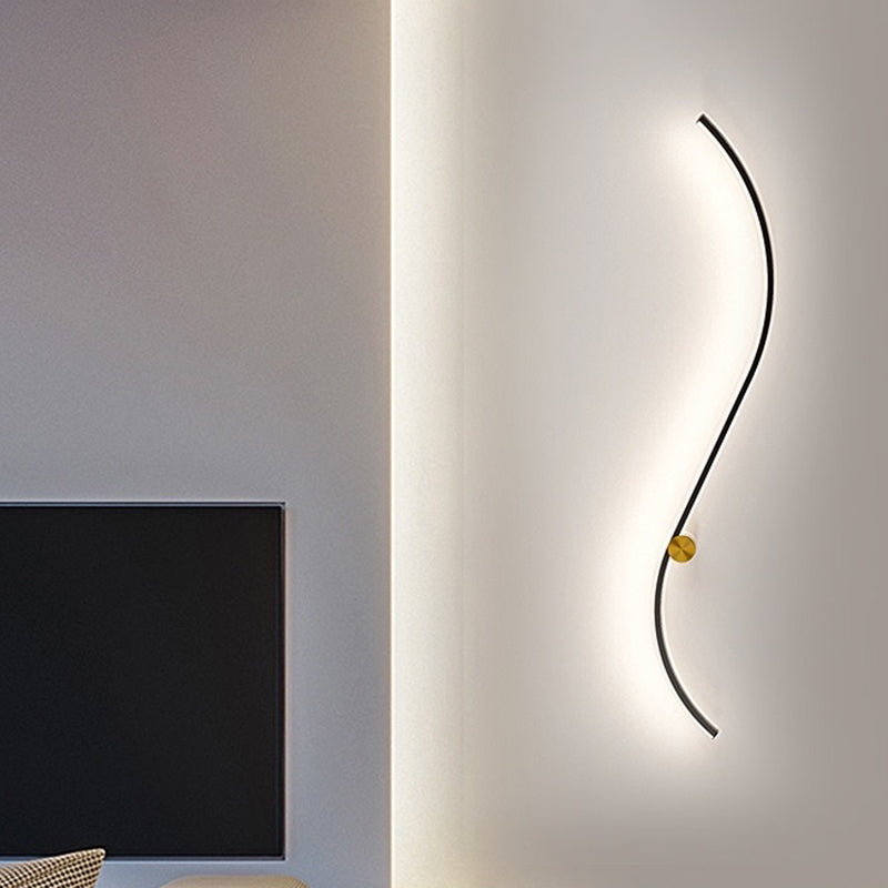 Modern LED Wall Mount Lighting Black Wave Wall Lighting Fixture with Metal Shade