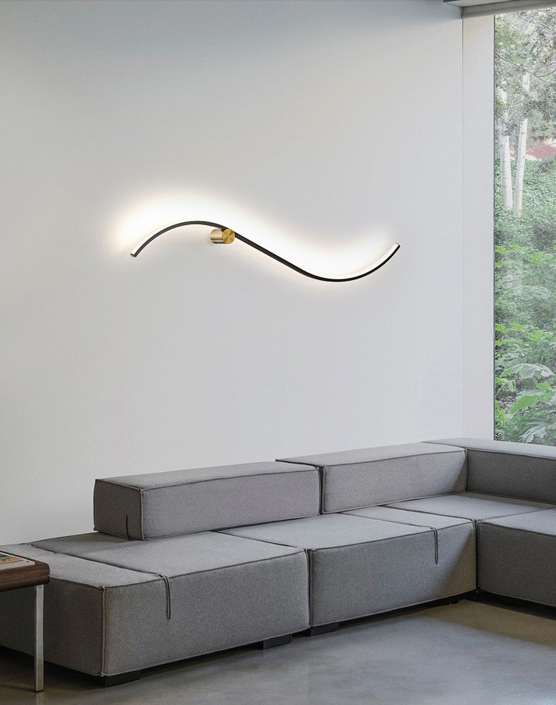 Modern LED Wall Mount Lighting Black Wave Wall Lighting Fixture with Metal Shade