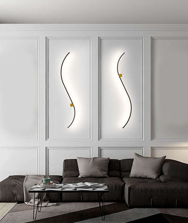 Modern LED Wall Mount Lighting Black Wave Wall Lighting Fixture with Metal Shade