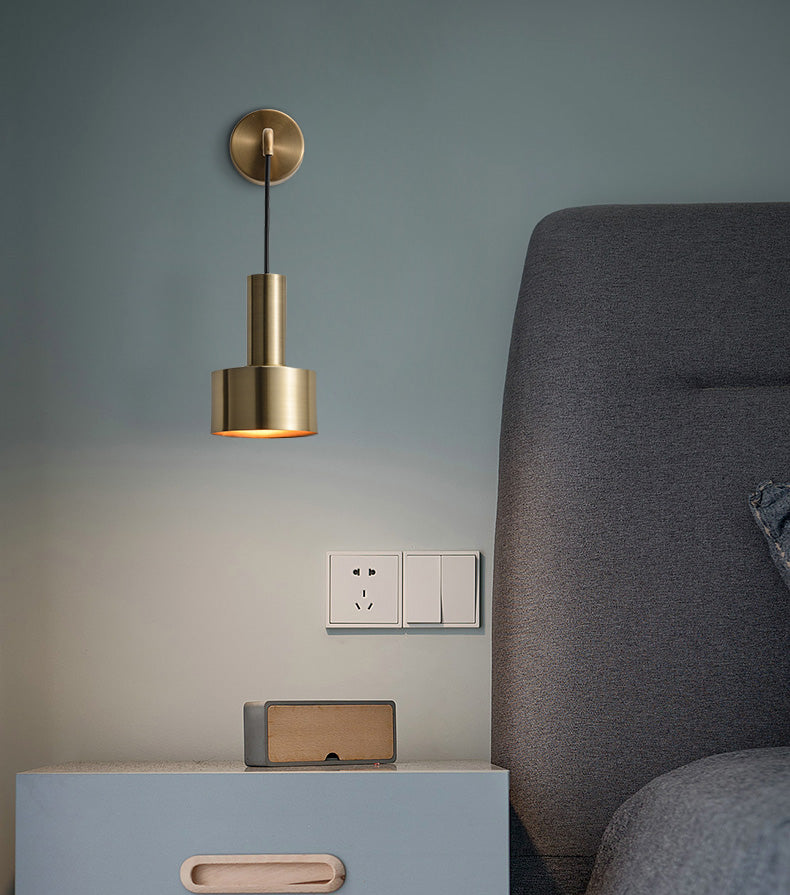 Lámpara montada en la pared de tambor lámpara de montaje de pared de metal posmoderna para sala de estar