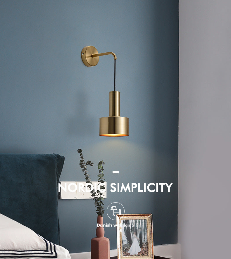 Lámpara montada en la pared de tambor lámpara de montaje de pared de metal posmoderna para sala de estar