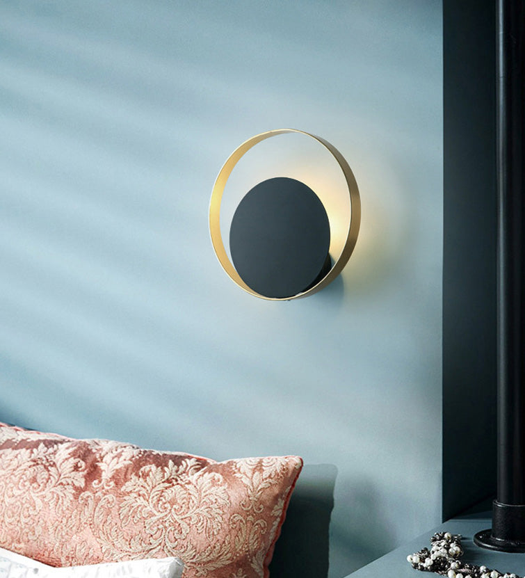 Lámpara montado en la pared círculo lámpara de montaje de pared de metal posmoderna para sala de estar