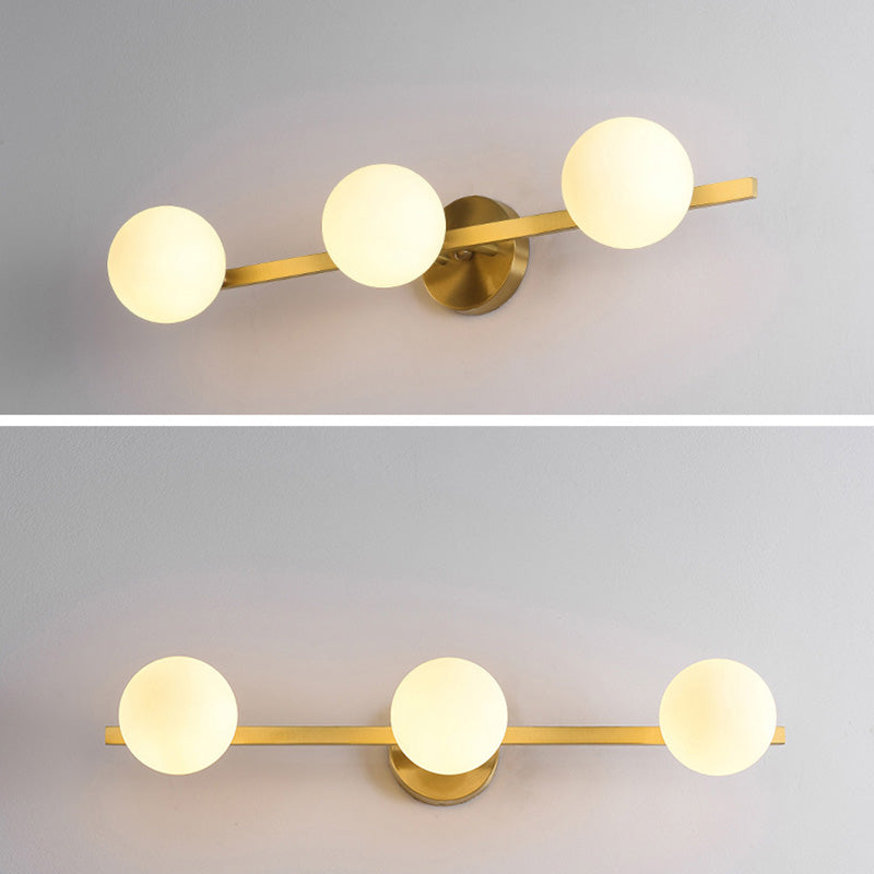Postmodern Globe Vanity Sconce Lights Milk Glass Wall Mount Light Fixture for Bathroom