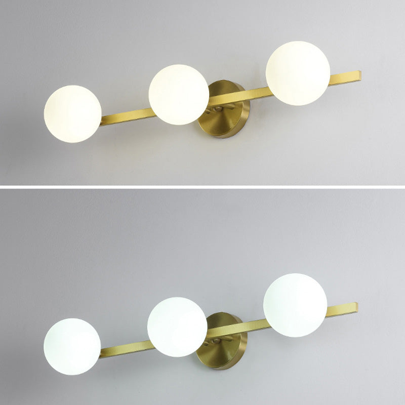 Postmodern Globe Vanity Sconce Lights Milk Glass Wall Mount Light Fixture for Bathroom