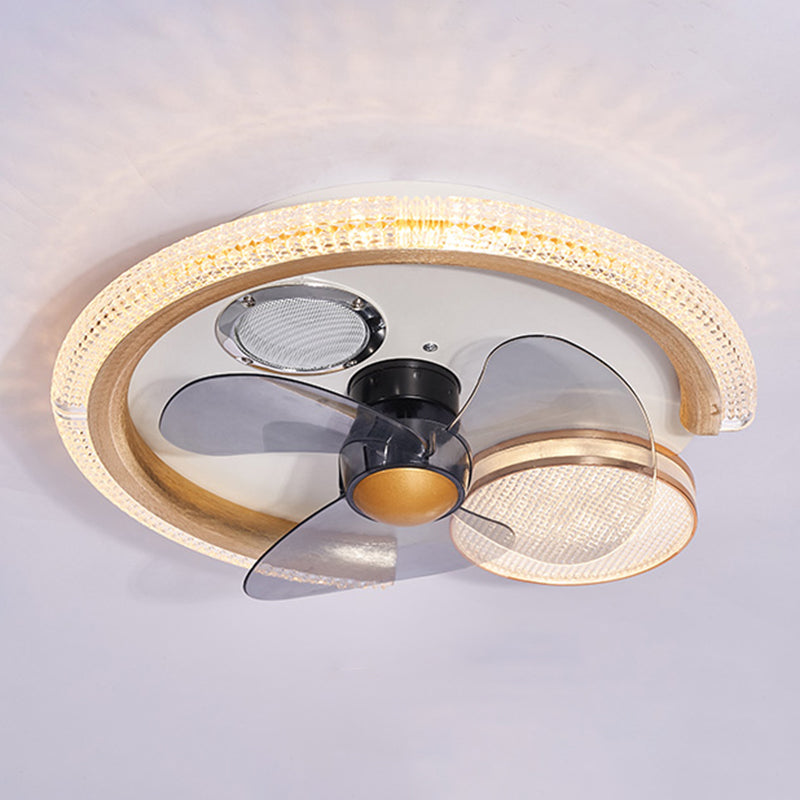Smart Bluetooth Music Runde Lüfterlampe Minimalistische Acrylschlafzimmer halb Flush Licht in Weiß